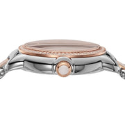 Emporio Armani Three Hand Mother of Pearl Dial Two Tone Steel Strap Watch For Women - AR11569
