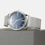 Emporio Armani Minimalist Quartz Blue Dial Silver Mesh Strap Watch For Men - AR11571