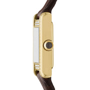 Emporio Armani Gianni T-Bar Brown Dial Brown Leather Strap Watch for Women - AR11705