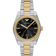 Emporio Armani Antonio Black Dial Two Tone Steel Strap Watch for Men - AR11715