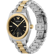 Emporio Armani Antonio Black Dial Two Tone Steel Strap Watch for Men - AR11715