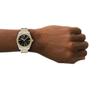 Emporio Armani Antonio Black Dial Two Tone Steel Strap Watch for Men - AR11715