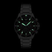 Emporio Armani World Explorer Black Dial Silver Steel Strap Watch for Men - AR11739