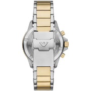 Emporio Armani World Explorer Chronograph Blue Dial Two Tone Steel Strap Watch for Men - AR11740