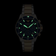Emporio Armani World Explorer Chronograph Blue Dial Two Tone Steel Strap Watch for Men - AR11740