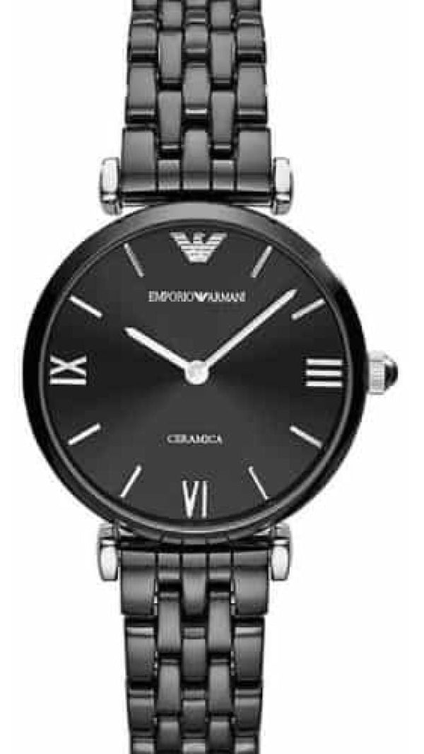 Emporio Armani Ceramica Black Dial Black Ceramic Strap Watch For Women - AR1487