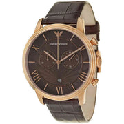 Emporio Armani Classic Large Chronograph Brown Dial Brown Leather Strap Watch for Men - AR1616