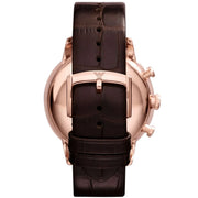 Emporio Armani Classic Large Chronograph Brown Dial Brown Leather Strap Watch for Men - AR1616