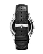 Emporio Armani Valente Chronograph Black Dial Black Leather Strap Watch For Men - AR1633