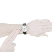 Emporio Armani Retro Analog Quartz Silver Dial Black Leather Strap Watch For Men - AR1674