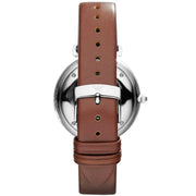 Emporio Armani Gianni Silver Dial Brown Leather Strap Watch for Men - AR1675