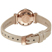 Emporio Armani Gianni T-Bar Silver Dial Beige Leather Strap Watch for Women - AR1687