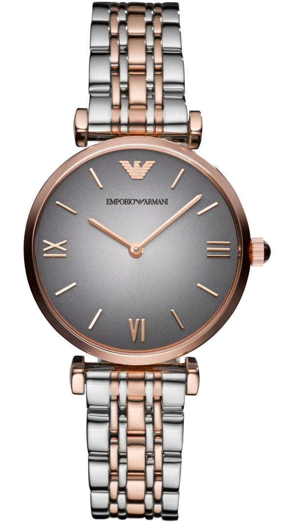 Emporio Armani Gianni T Bar Grey Dial Two Tone Steel Strap Watch For Women - AR1725