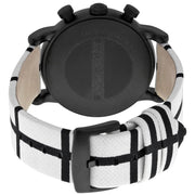 Emporio Armani Luigi Large Chronograph White Dial Two Tone Fabric Strap Watch for Men- AR1859