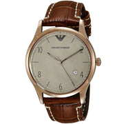 Emporio Armani Beta White Dial Brown Leather Strap Watch for Men - AR1866