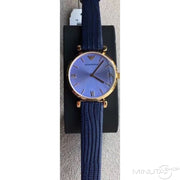 Emporio Armani Gianni T Bar Blue Dial Blue Leather Strap Watch For Women - AR1875