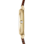 Emporio Armani Gianni T Bar Beige Dial Brown Leather Strap Watch For Women - AR1883