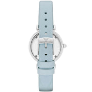 Emporio Armani Gianni T-Bar White Dial Blue Leather Strap Watch for Women - AR1928
