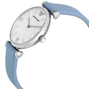 Emporio Armani Gianni T-Bar White Dial Blue Leather Strap Watch for Women - AR1928