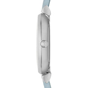 Emporio Armani Gianni T-Bar White Dial Blue Leather Strap Watch for Women - AR1928