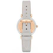 Emporio Armani Gianni T Bar Quartz Mother of Pearl Dial White Leather Strap Watch For Women - AR1965