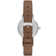 Emporio Armani Gianni T-Bar White Dial Brown Leather Strap Watch for Women - AR1988