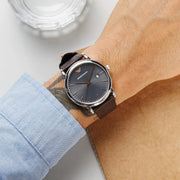 Emporio Armani Luigi Quartz Gray Dial Brown Leather Strap Watch For Men - AR1996