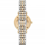Emporio Armani Gianni T Bar Analog White Dial Two Tone Steel Strap Watch For Women - AR2076