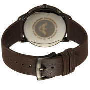 Emporio Armani Retro Black Dial Brown Leather Strap Watch for Men - AR2483
