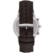 Emporio Armani Renato Chronograph Blue Dial Black Leather Strap Watch for Men  - AR2494