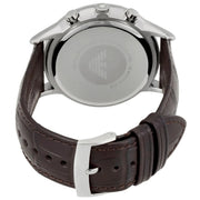 Emporio Armani Renato Chronograph Blue Dial Black Leather Strap Watch for Men  - AR2494