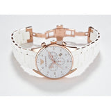 Emporio Armani Sportivo Chronograph White Dial White Rubber Strap Watch For Men - AR5919