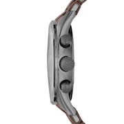 Emporio Armani Tazio Chronograph Black Dial Brown Silicone Strap Watch for Men - AR5990