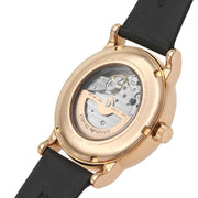 Emporio Armani Luigi Automatic Skeleton Silver Dial Black Leather Strap Watch For Men - AR60013