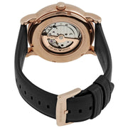 Emporio Armani Luigi Automatic Skeleton Silver Dial Black Leather Strap Watch For Men - AR60013