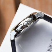 Emporio Armani Meccanico Automatic Skeleton Black Dial Black Leather Strap Watch For Men - AR60040