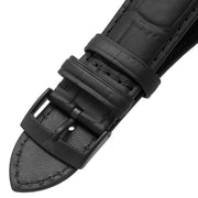 Emporio Armani Meccanico Automatic Skeleton Black Dial Black Leather Strap Watch For Men - AR60042