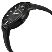 Emporio Armani Meccanico Automatic Skeleton Black Dial Black Leather Strap Watch For Men - AR60042
