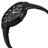 Emporio Armani Meccanico Automatic Skeleton Black Dial Black Leather Strap Watch For Men - AR60042