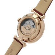 Emporio Armani Meccanico Automatic Silver Dial Red Leather Strap Watch For Women - AR60044