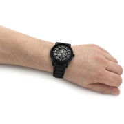 Emporio Armani Meccanico Skeleton Black Dial Black Steel Strap Watch For Men - AR60045