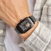 Emporio Armani Meccanico Black Dial Black Steel Strap Watch For Men - AR60058