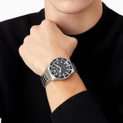 Emporio Armani Sea Explorer Meccanico Automatic Blue Dial Silver Steel Strap Watch For Men - AR60059