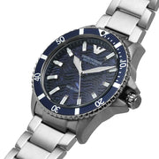 Emporio Armani Sea Explorer Meccanico Automatic Blue Dial Silver Steel Strap Watch For Men - AR60059