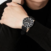 Emporio Armani Sea Explorer Meccanico Automatic Black Dial Black Silicone Strap Watch For Men - AR60062