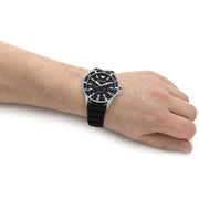 Emporio Armani Sea Explorer Meccanico Automatic Black Dial Black Silicone Strap Watch For Men - AR60062