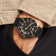 Emporio Armani Sea Explorer Meccanico Automatic Black Dial Black Silicone Strap Watch For Men - AR60062