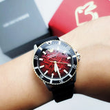 Emporio Armani Sea Explorer Meccanico Automatic Red Dial Black Silicon Strap Watch For Men - AR60070