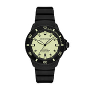 Emporio Armani Sea Explorer Automatic Yellow Dial Black Silicone Strap Watch For Men - AR60085