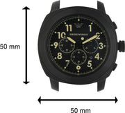 Emporio Armani Sportivo Chronograph Black Dial Black Leather Strap Watch for Men - AR6061